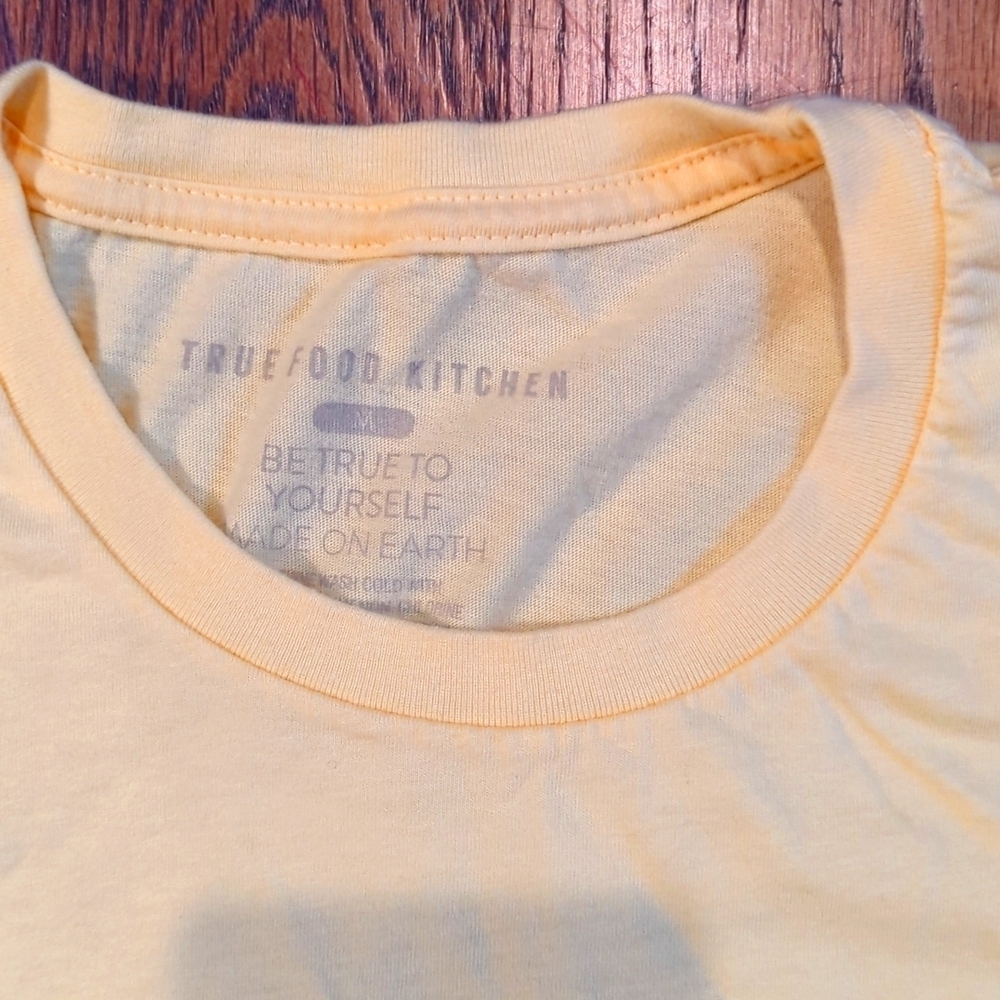 Honest T-shirt by True Food Kitchen Yellow with Teal Letters Size M - Picture 4 of 7